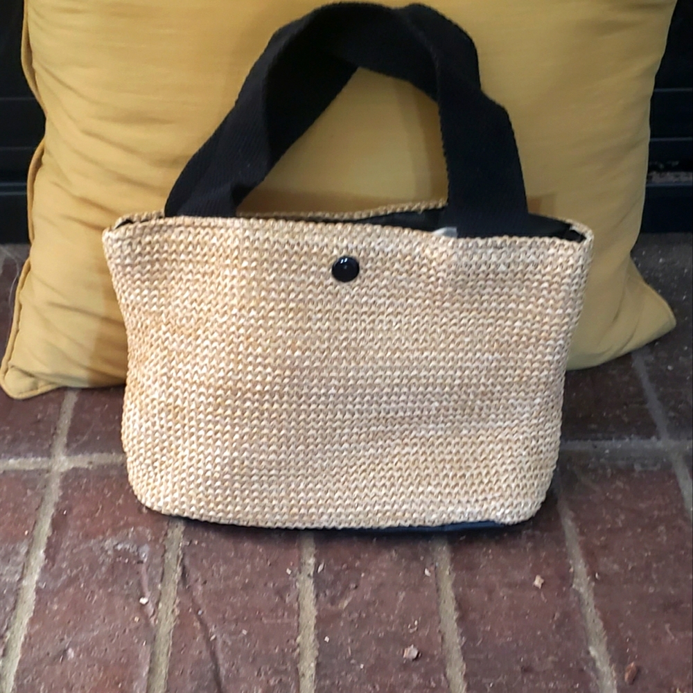 Women's Snap Button Straw Bag